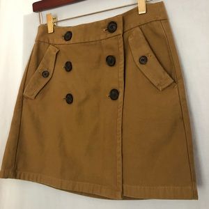 J. Crew, Wrap Button Mini Skirt, Ochre/Khaki, Size 0